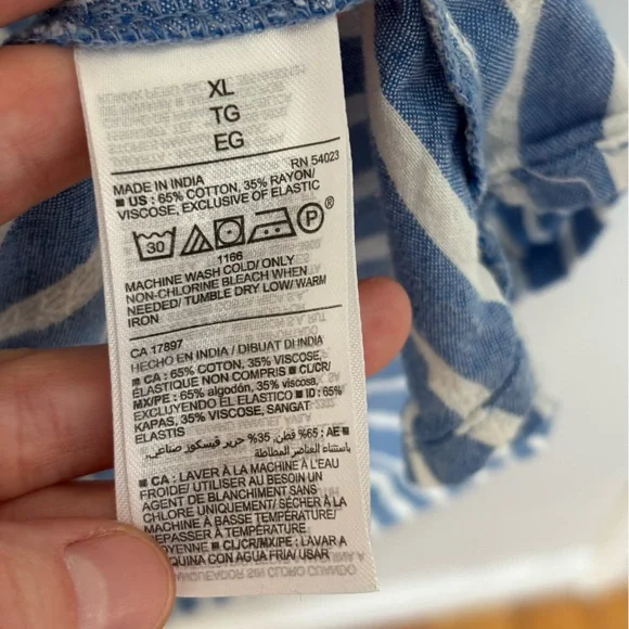 Old Navy Waist-Defined Striped Tie-Belt Midi Wrap Dress in Blue Stripe- Size XL - Picture 6 of 7